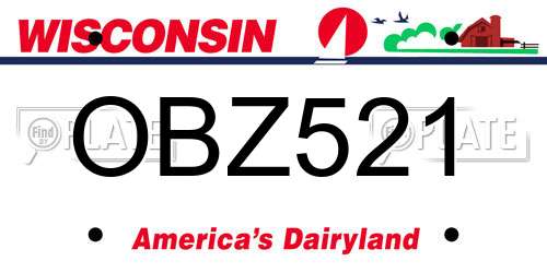 OBZ521 Wisconsin License Plate