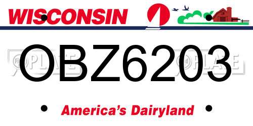 OBZ6203 Wisconsin License Plate