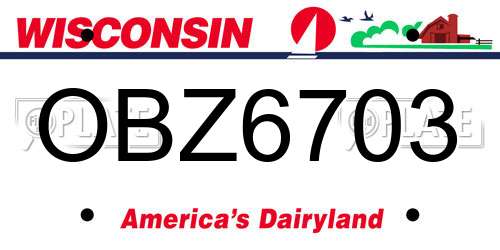 OBZ6703 Wisconsin License Plate