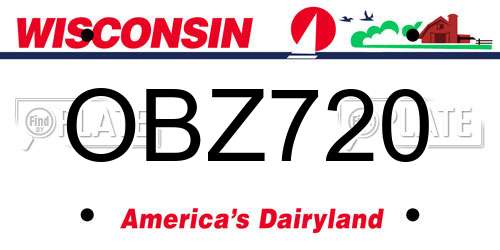 OBZ720 Wisconsin License Plate
