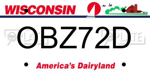 OBZ72D Wisconsin License Plate