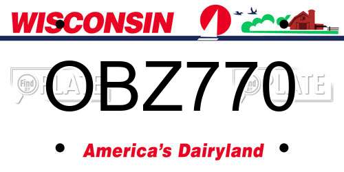 OBZ770 Wisconsin License Plate