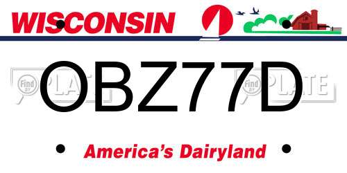 OBZ77D Wisconsin License Plate