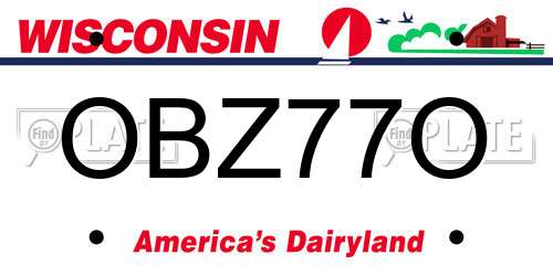 OBZ77O Wisconsin License Plate