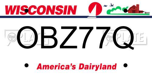 OBZ77Q Wisconsin License Plate