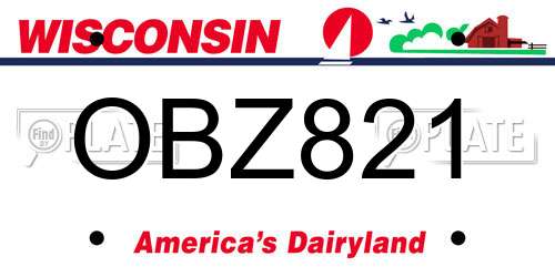 OBZ821 Wisconsin License Plate