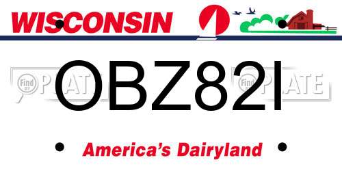 OBZ82I Wisconsin License Plate