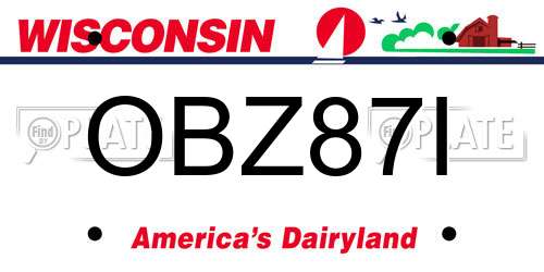 OBZ87I Wisconsin License Plate