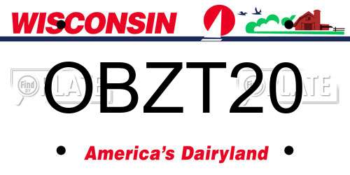 OBZT20 Wisconsin License Plate