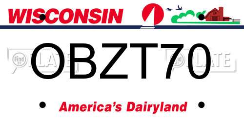 OBZT70 Wisconsin License Plate