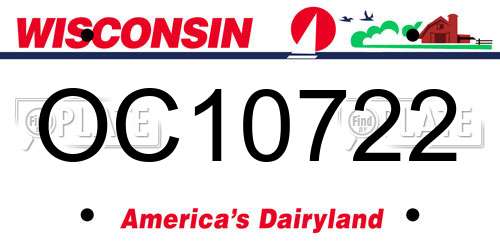OC10722 Wisconsin License Plate
