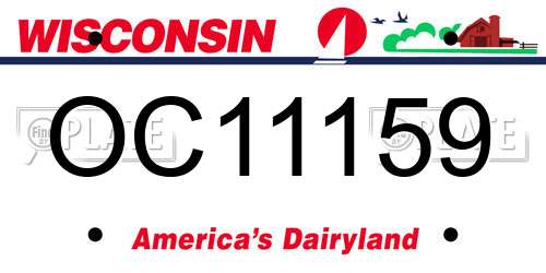 OC11159 Wisconsin License Plate