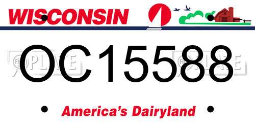 OC15588 Wisconsin License Plate