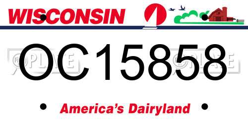 OC15858 Wisconsin License Plate