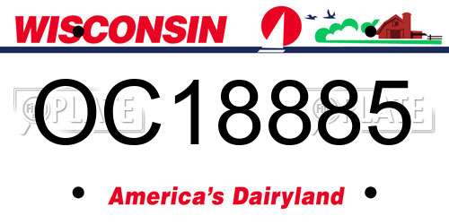 OC18885 Wisconsin License Plate