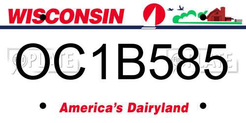OC1B585 Wisconsin License Plate