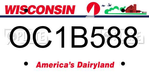 OC1B588 Wisconsin License Plate