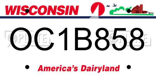 OC1B858 Wisconsin License Plate