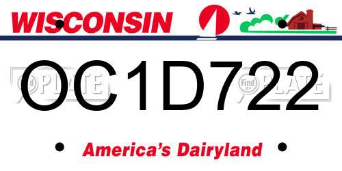 OC1D722 Wisconsin License Plate