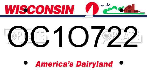 OC1O722 Wisconsin License Plate