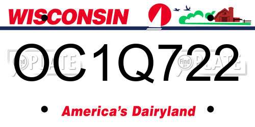 OC1Q722 Wisconsin License Plate