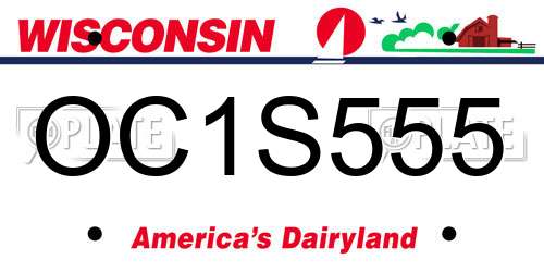 OC1S555 Wisconsin License Plate