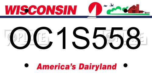 OC1S558 Wisconsin License Plate