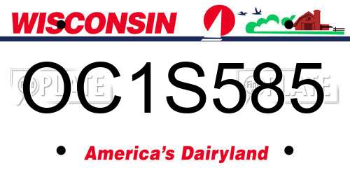 OC1S585 Wisconsin License Plate