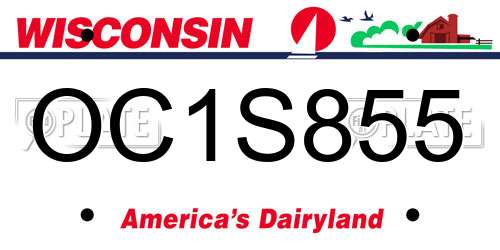 OC1S855 Wisconsin License Plate