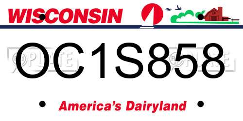 OC1S858 Wisconsin License Plate