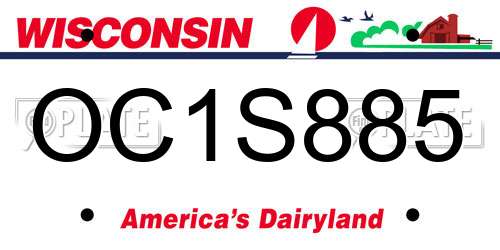 OC1S885 Wisconsin License Plate