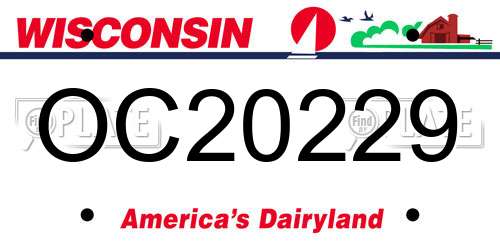 OC20229 Wisconsin License Plate