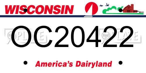 OC20422 Wisconsin License Plate