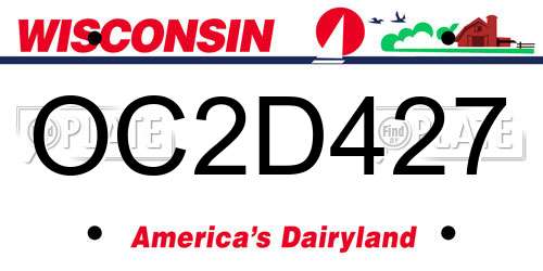 OC2D427 Wisconsin License Plate