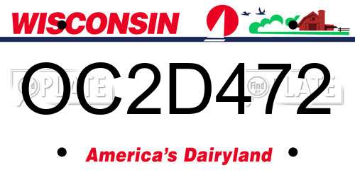 OC2D472 Wisconsin License Plate