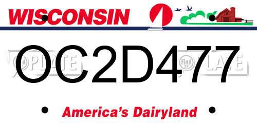 OC2D477 Wisconsin License Plate