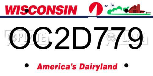 OC2D779 Wisconsin License Plate