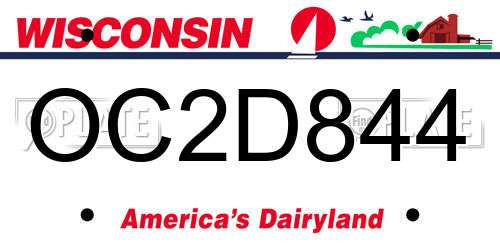 OC2D844 Wisconsin License Plate