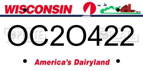 OC2O422 Wisconsin License Plate