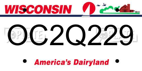 OC2Q229 Wisconsin License Plate