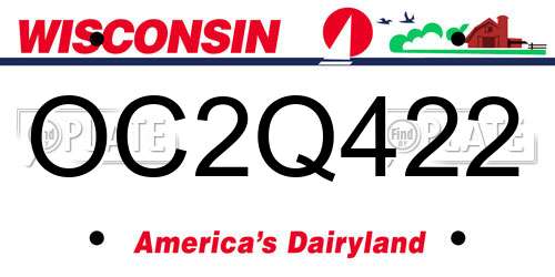 OC2Q422 Wisconsin License Plate