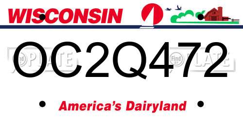OC2Q472 Wisconsin License Plate