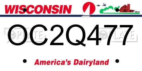 OC2Q477 Wisconsin License Plate