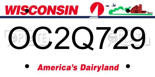 OC2Q729 Wisconsin License Plate