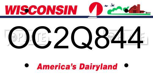 OC2Q844 Wisconsin License Plate