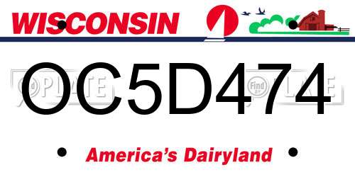 OC5D474 Wisconsin License Plate