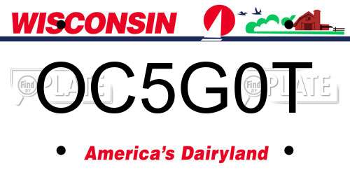 OC5G0T Wisconsin License Plate