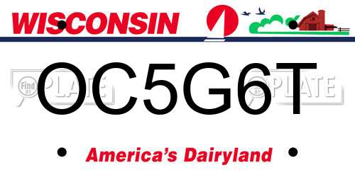 OC5G6T Wisconsin License Plate