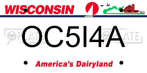 OC5I4A Wisconsin License Plate