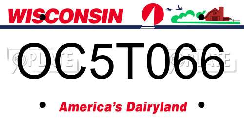 OC5T066 Wisconsin License Plate